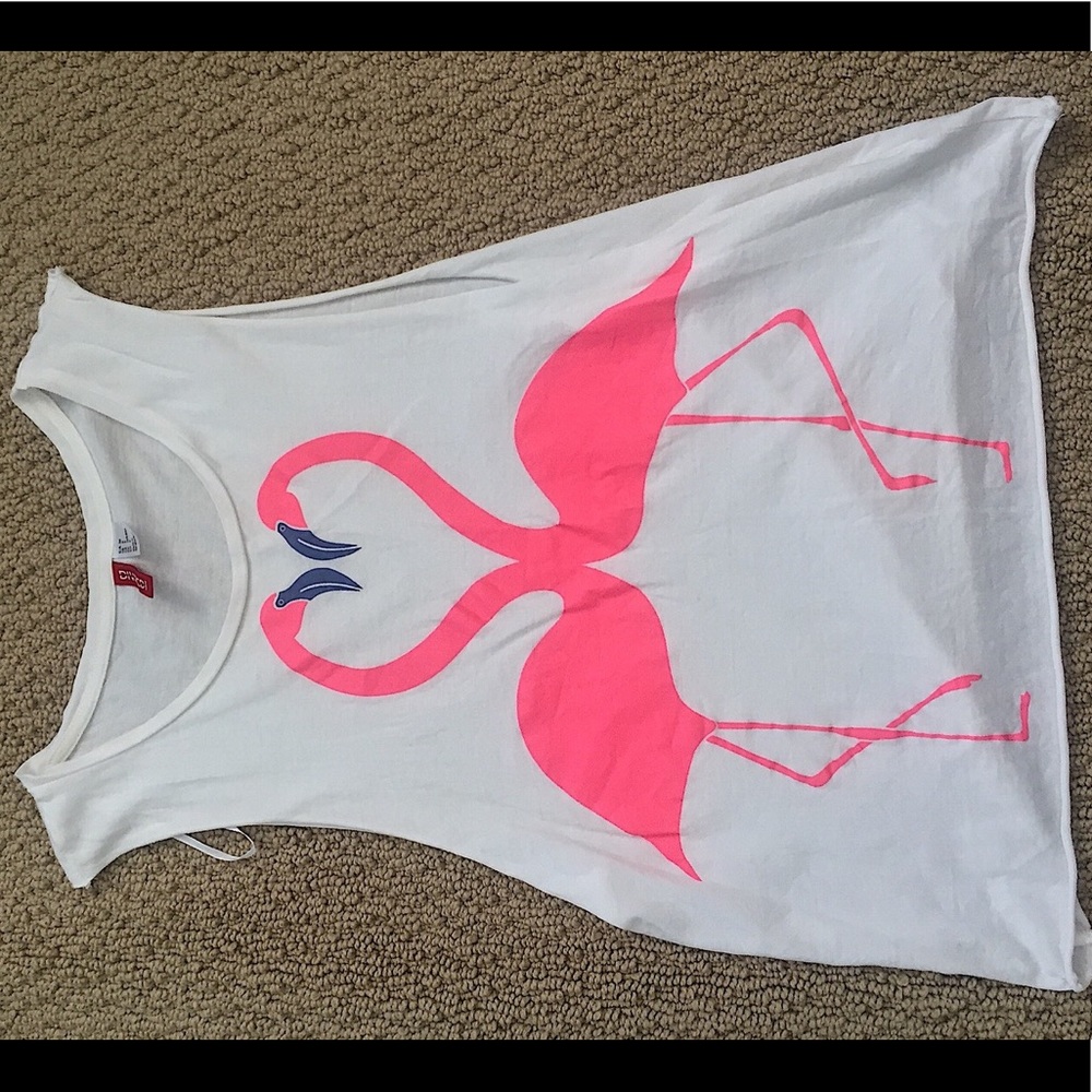 Muscle tee with flamingo graphic
